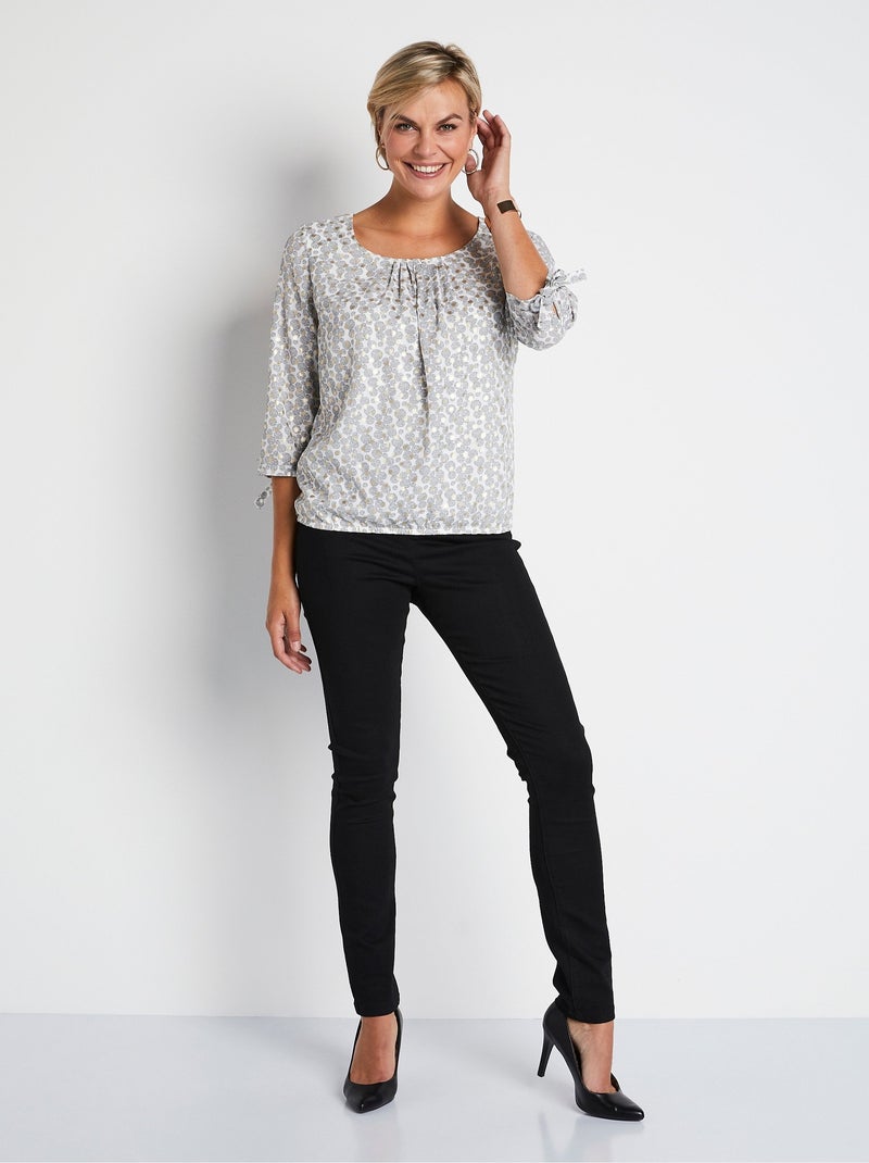 Túnica larga estampada con manga 3/4 - Afibel Blanco - Kiabi