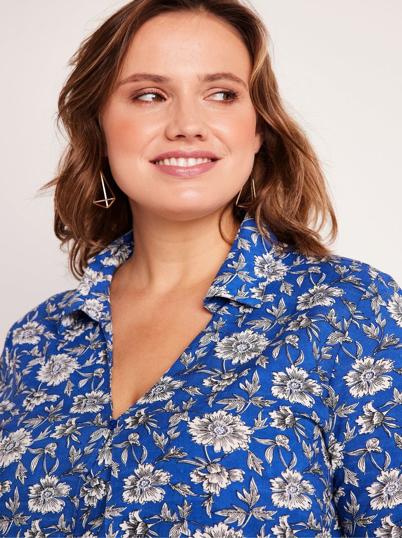 Túnica larga evasé floral - Afibel Azul Blanco - Kiabi