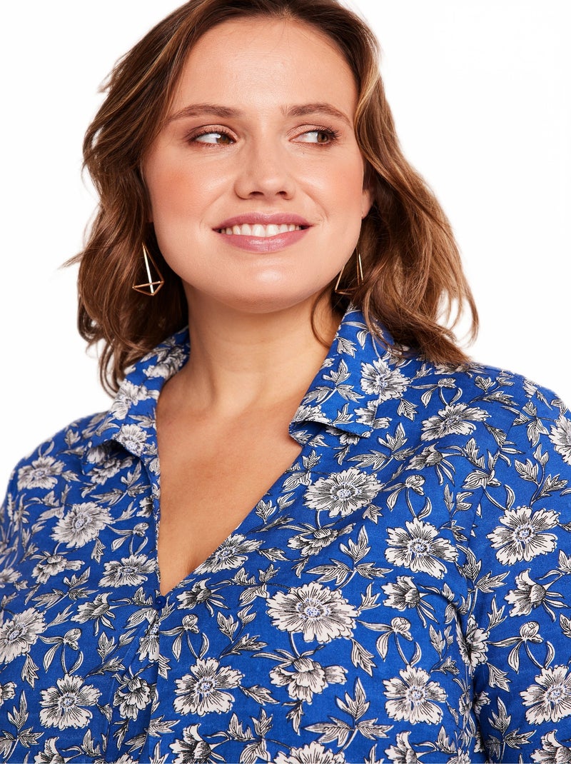 Túnica larga evasé floral - Afibel Blanco Verde - Kiabi