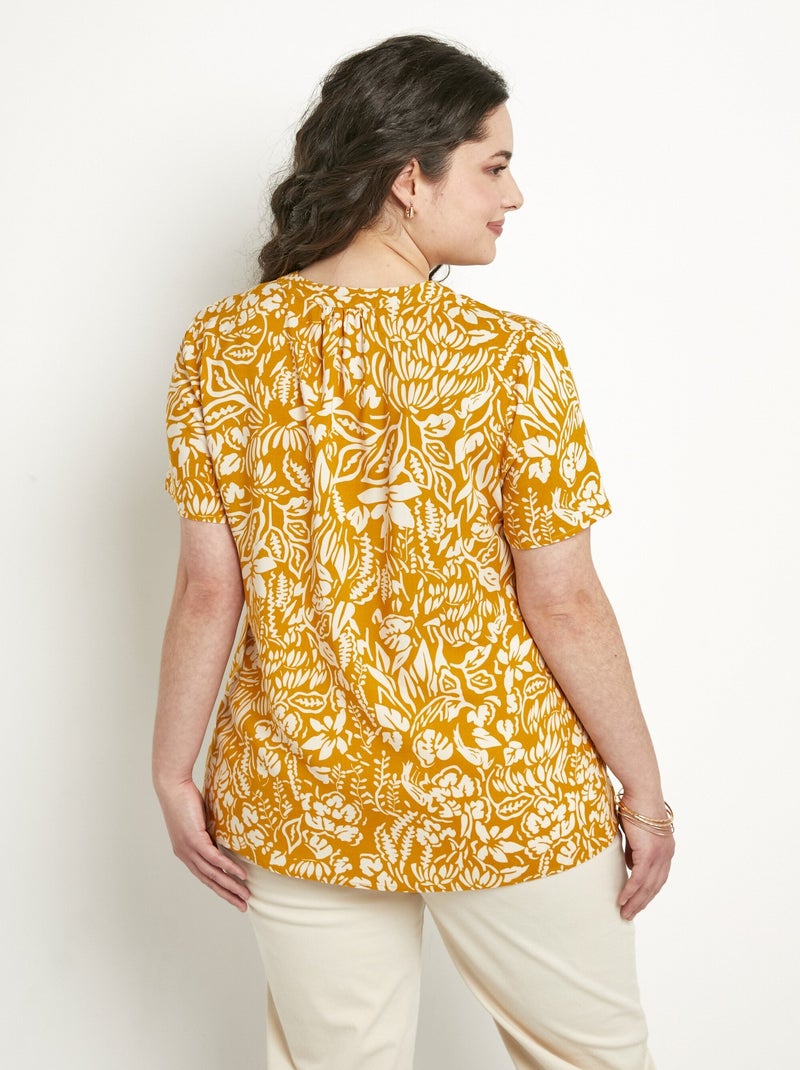 Túnica larga evasé floral o lisa - Afibel Amarillo - Kiabi