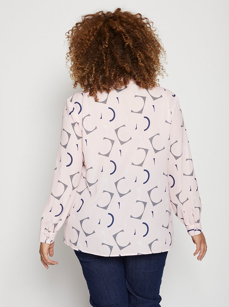 Túnica larga fluida estampada - Afibel Rosa - Kiabi