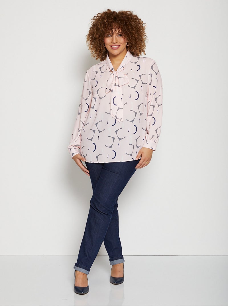 Túnica larga fluida estampada - Afibel Rosa - Kiabi