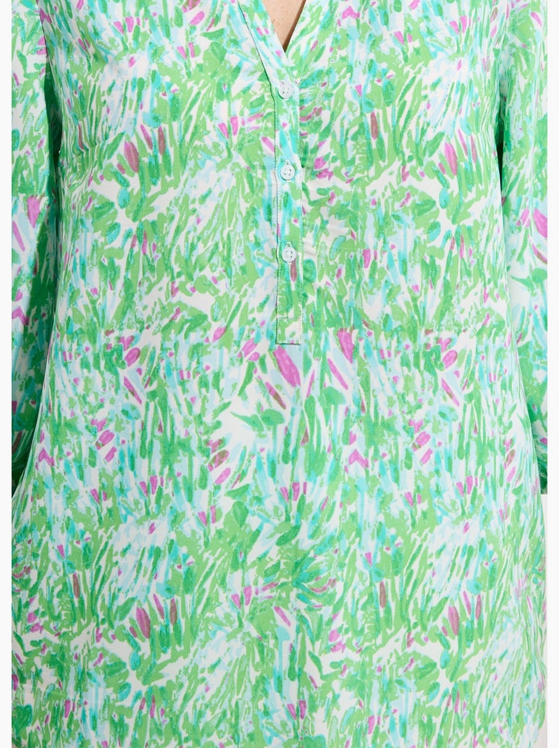 Túnica larga holgada estampada con mangas 3/4 - Afibel Verde - Kiabi