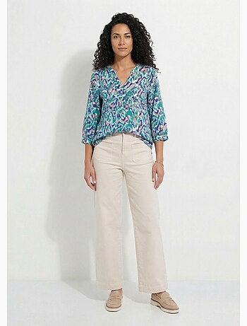 Túnica larga holgada estampada con mangas 3/4 - Afibel