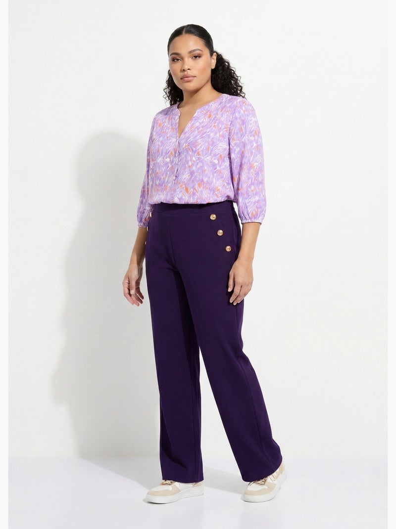 Túnica larga holgada estampada con mangas 3/4 - Afibel Violeta - Kiabi