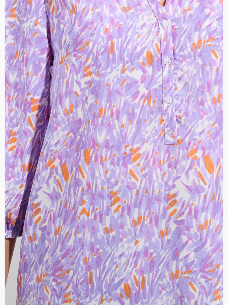 Túnica larga holgada estampada con mangas 3/4 - Afibel Violeta - Kiabi