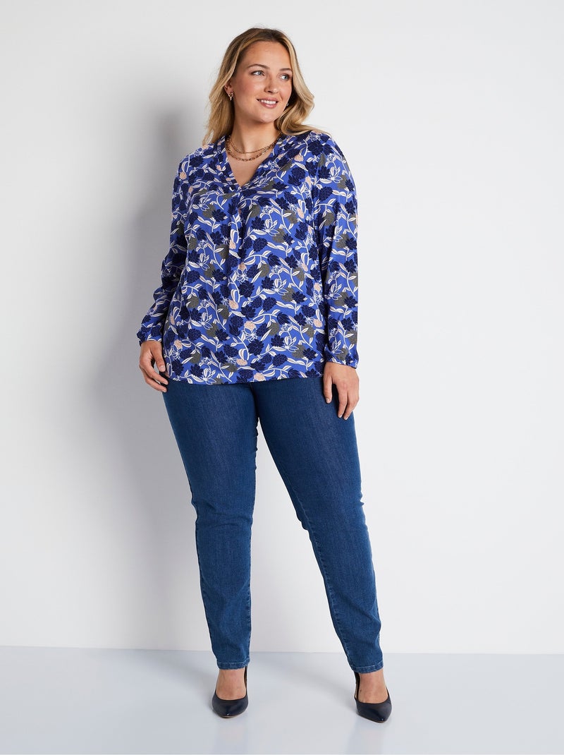 Túnica larga suelta con estampado floral - Afibel Azul - Kiabi