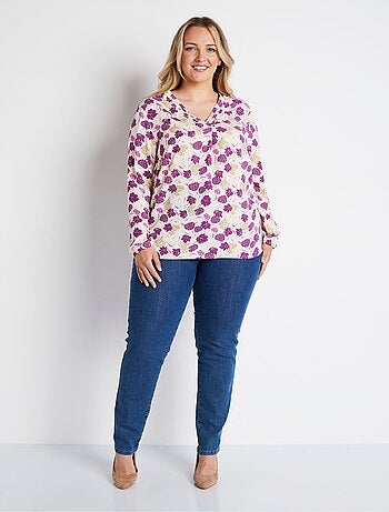 Túnica larga suelta con estampado floral - Afibel