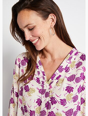 Túnica larga suelta con estampado floral - Afibel