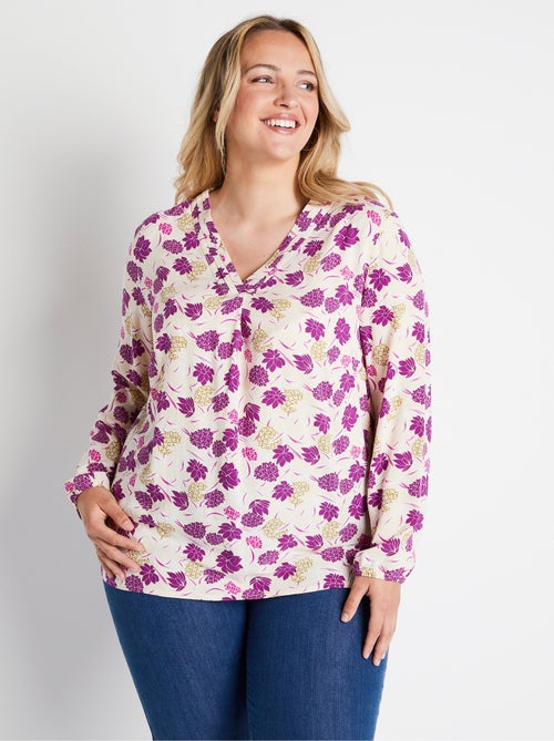 Túnica larga suelta con estampado floral - Afibel - Kiabi
