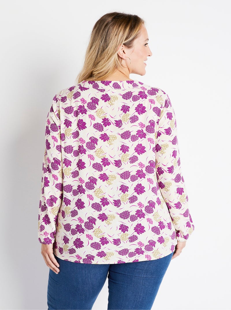 Túnica larga suelta con estampado floral - Afibel Crudo - Kiabi