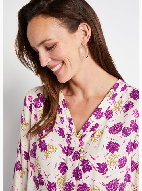 Túnica larga suelta con estampado floral - Afibel - Kiabi