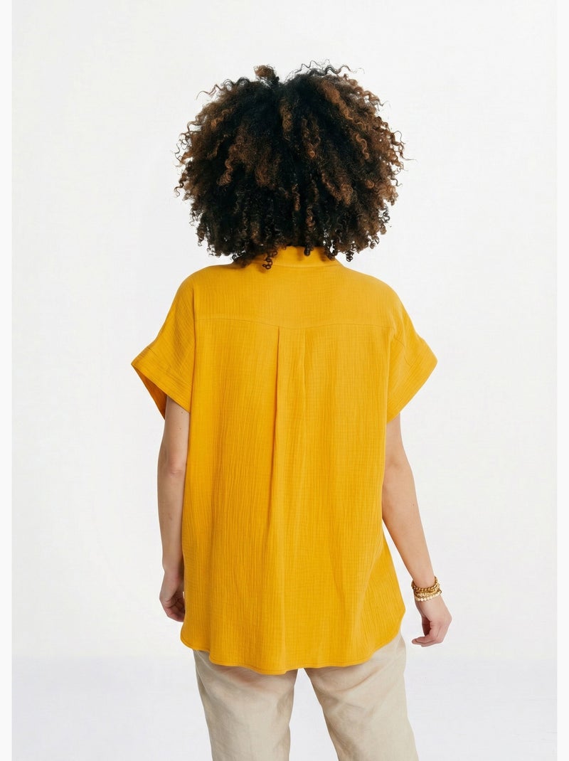 Túnica larga suelta de algodón liso - Afibel Amarillo - Kiabi