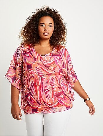 Túnica larga y fluida con estampado de hojas. - Afibel