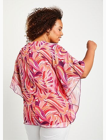 Túnica larga y fluida con estampado de hojas. - Afibel