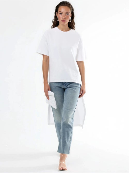 Túnica oversize con cuello redondo y abertura busem - Kiabi Túnica oversize con cuello redondo y abertura busem - Kiabi