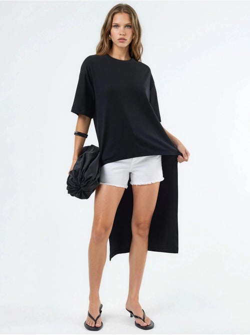 Túnica oversize con cuello redondo y abertura busem - Kiabi Túnica oversize con cuello redondo y abertura busem - Kiabi