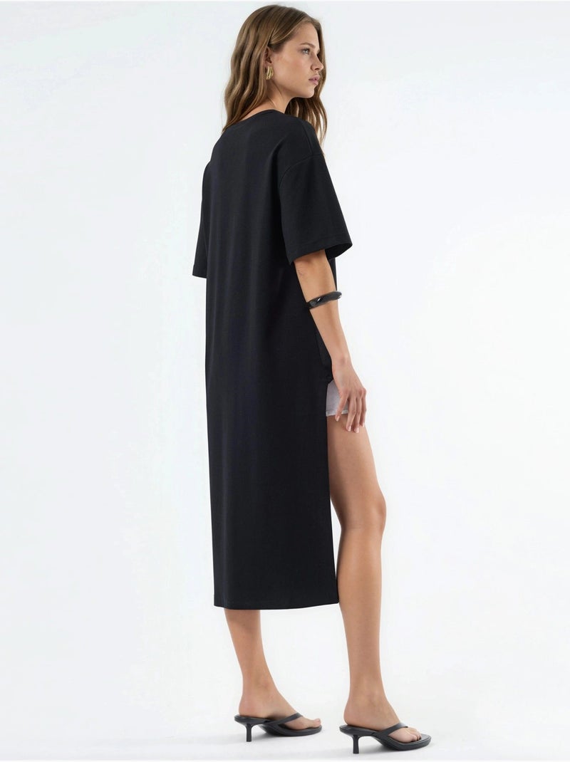 Túnica oversize con cuello redondo y abertura busem Negro - Kiabi
