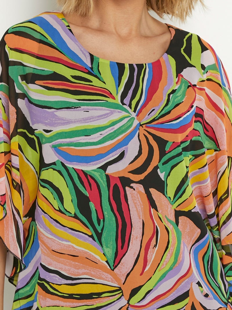Túnica suelta con estampado de hojas llamativas - Afibel Multicolor - Kiabi