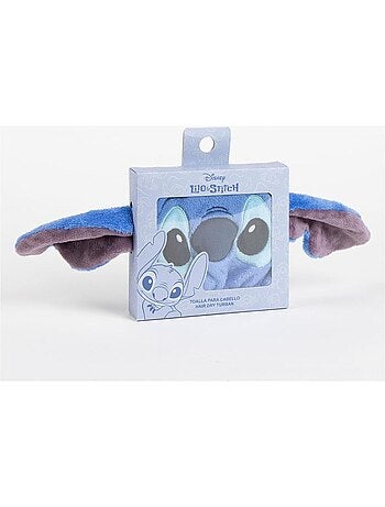 Turbante para el cabello infantil Stitch microfibra azul: secado rápido