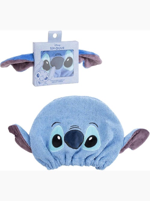 Turbante para el cabello infantil Stitch microfibra azul: secado rápido - Kiabi