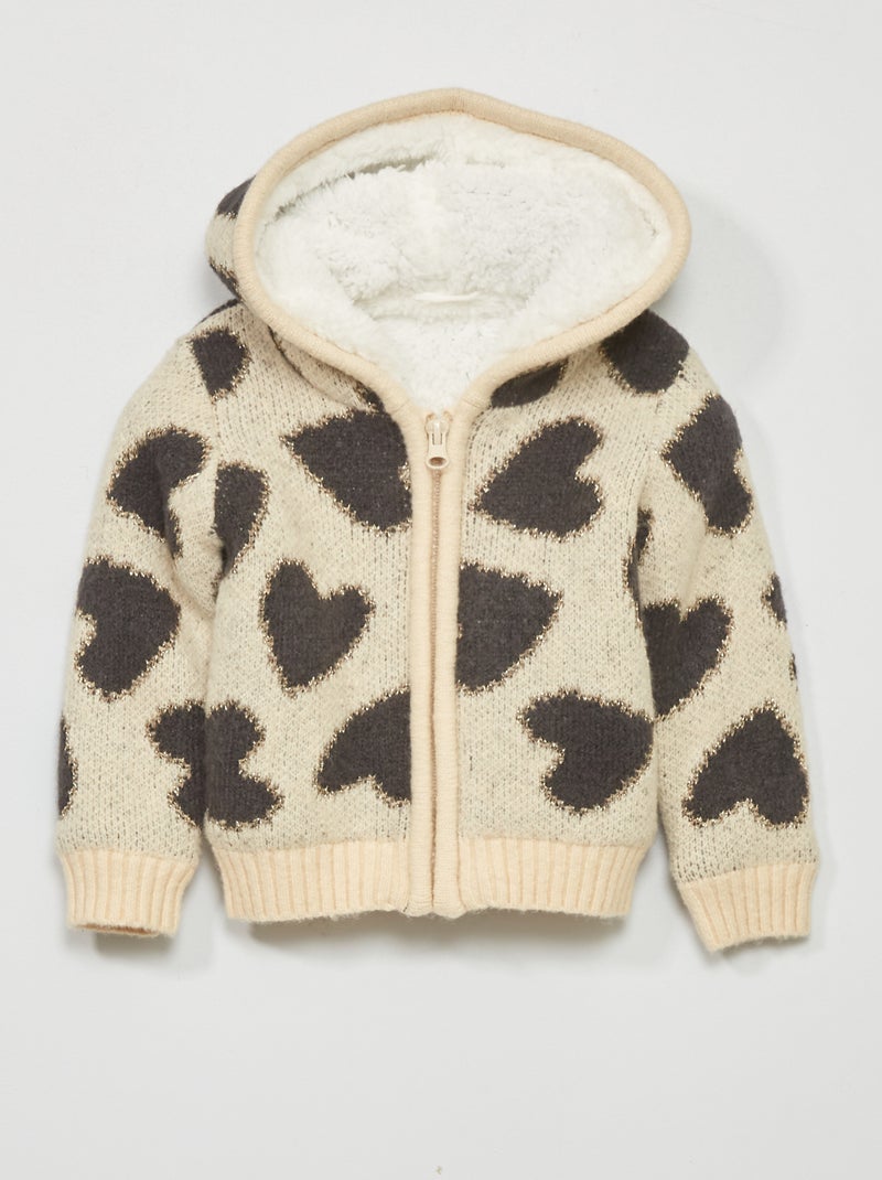 Una chaqueta de punto con capucha BEIGE - Kiabi