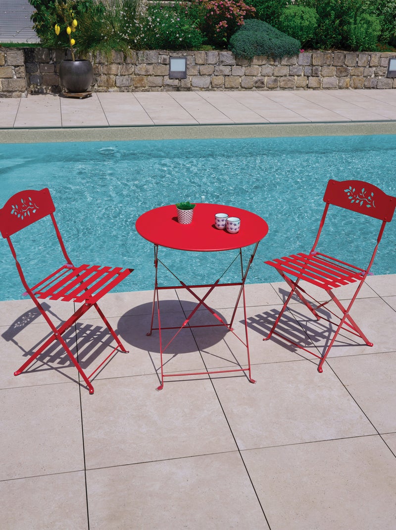 Una mesa bistró práctica y colorida para tus espacios exteriores Rojo - Kiabi