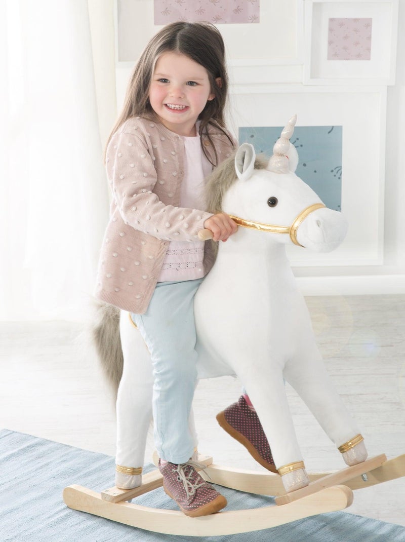 Unicornio balancín con silla y riendas para bebé desde 18 meses 'Roba' Blanco Plateado - Kiabi