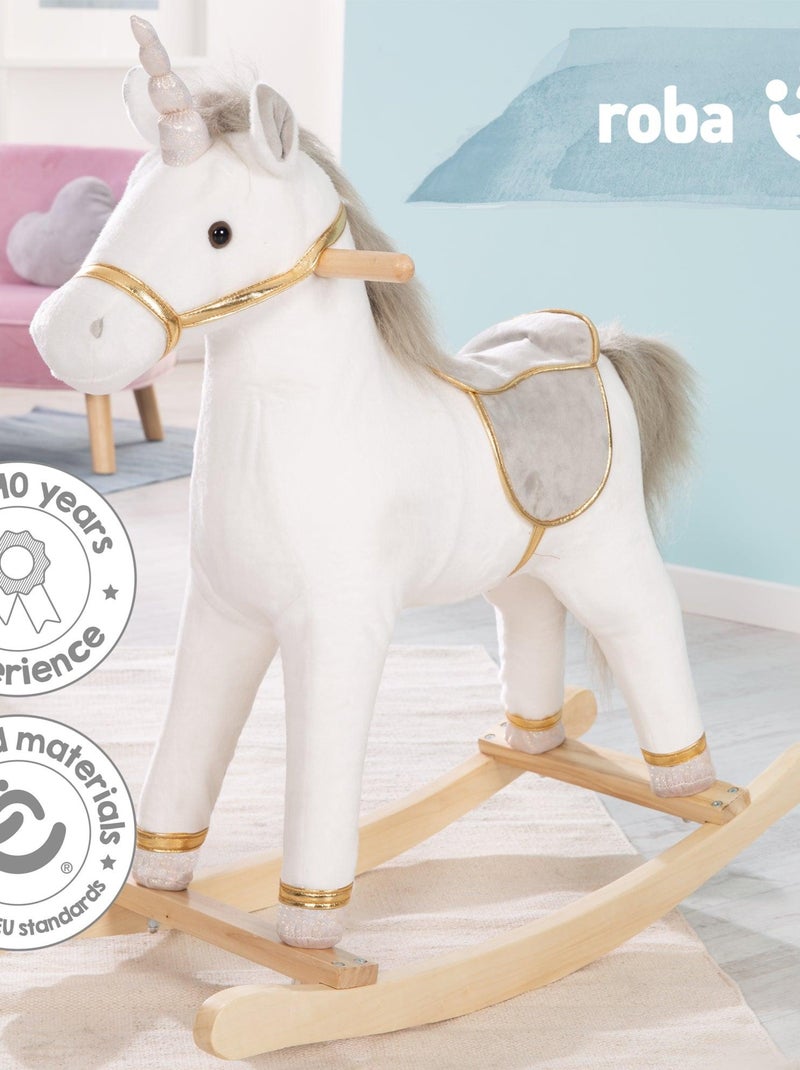 Unicornio balancín con silla y riendas para bebé desde 18 meses 'Roba' Blanco Plateado - Kiabi