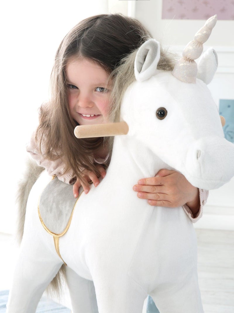 Unicornio balancín con silla y riendas para bebé desde 18 meses 'Roba' Blanco Plateado - Kiabi