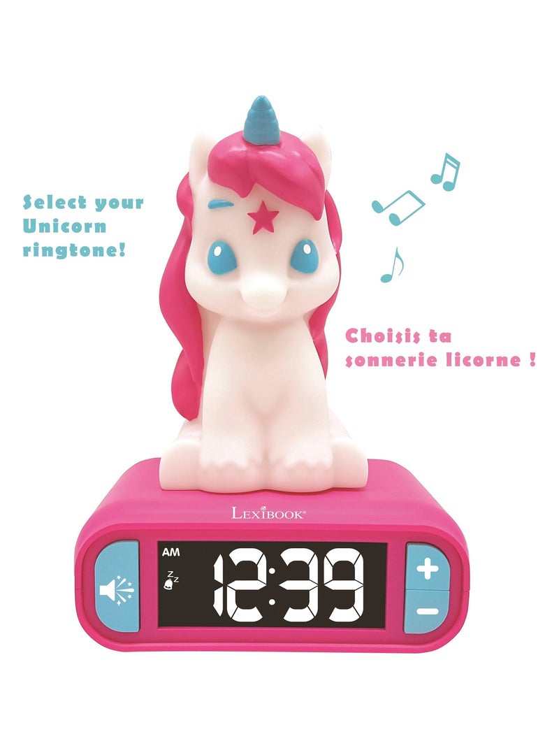 Unicornio Luz nocturna Reloj despertador con sonidos Rosa - Kiabi