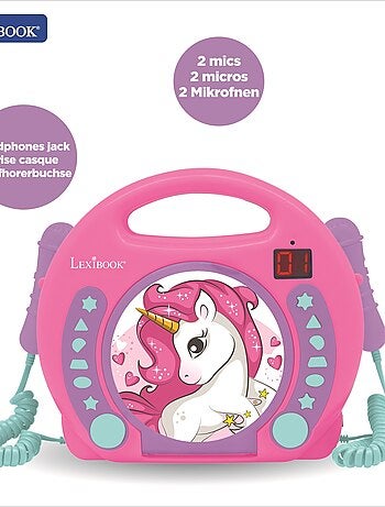Unicornio Reproductor de CD puertoátil con 2 micrófonos Sing Along