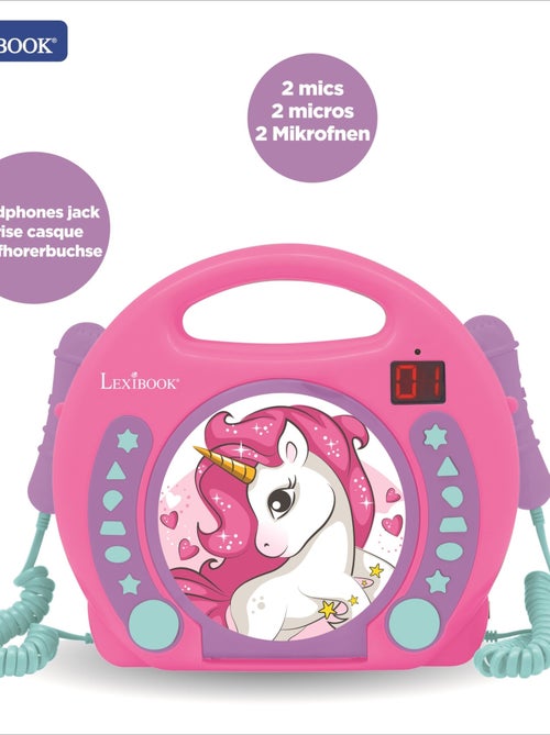 Unicornio Reproductor de CD puertoátil con 2 micrófonos Sing Along - Kiabi