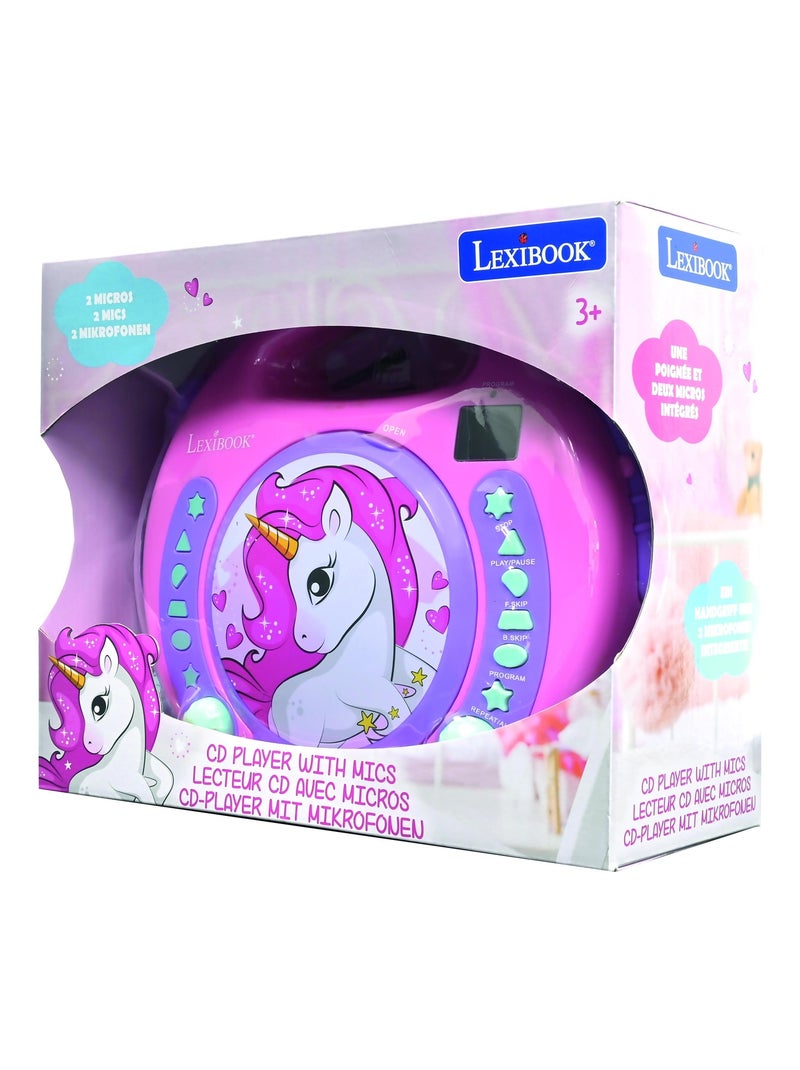 Unicornio Reproductor de CD puertoátil con 2 micrófonos Sing Along Rosa - Kiabi
