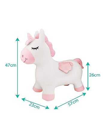 Unicornio saltarín hinchable con peluche