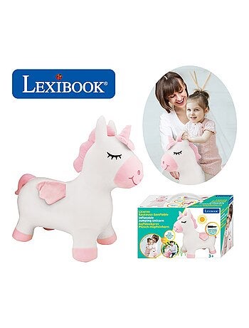 Unicornio saltarín hinchable con peluche