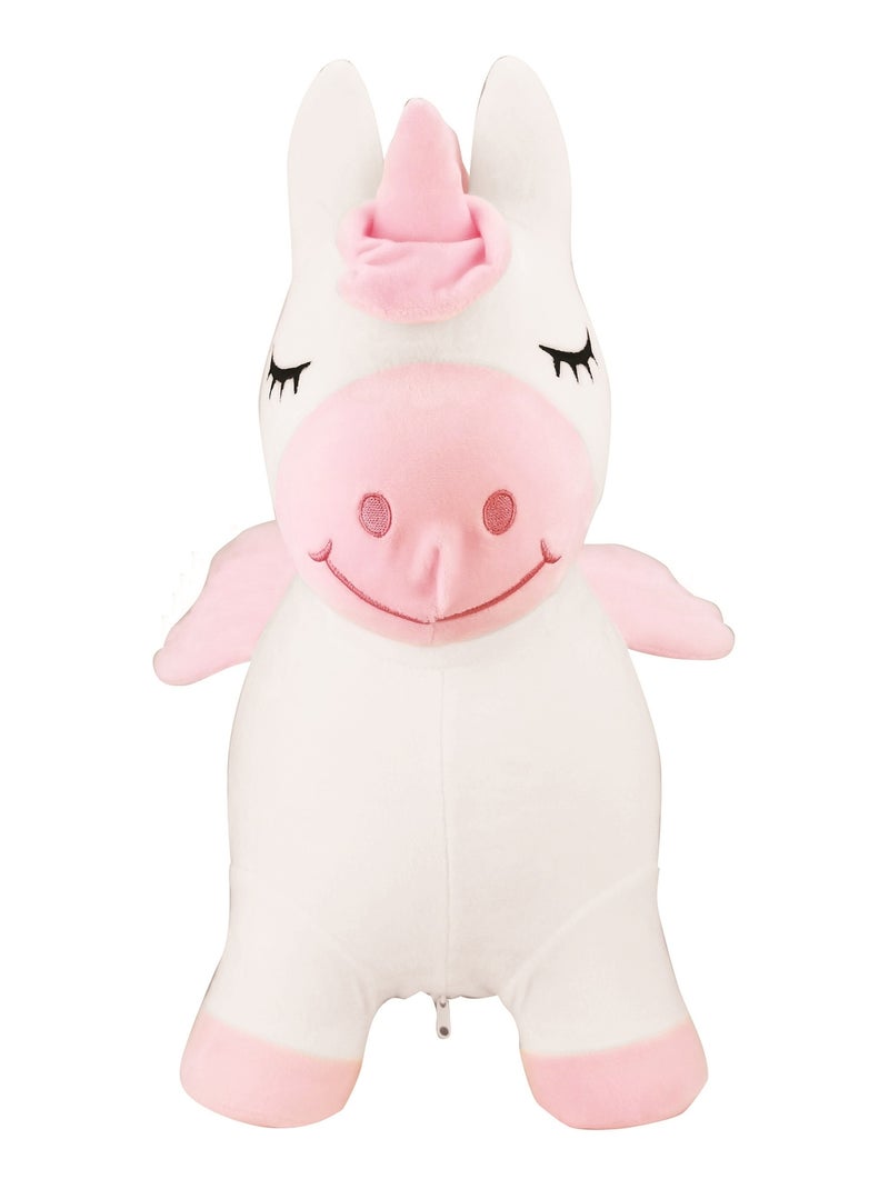 Unicornio saltarín hinchable con peluche Blanco - Kiabi