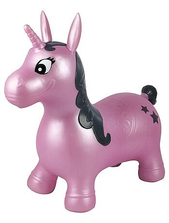 Unicornio saltarín hinchable con peluche