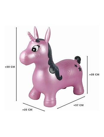 Unicornio saltarín hinchable con peluche