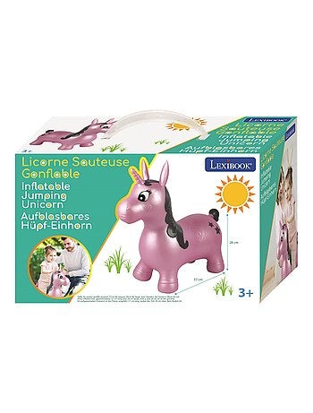 Unicornio saltarín hinchable con peluche
