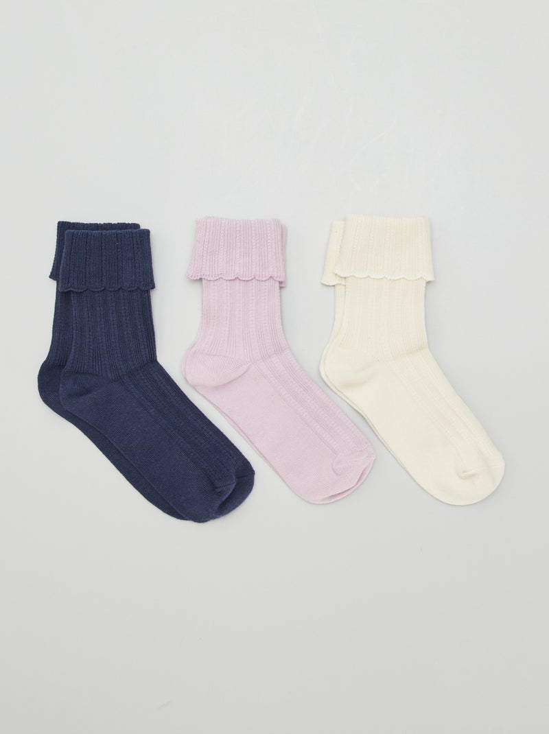 Unos calcetines con vuelta de punto  - Pack de 3 ROSA - Kiabi