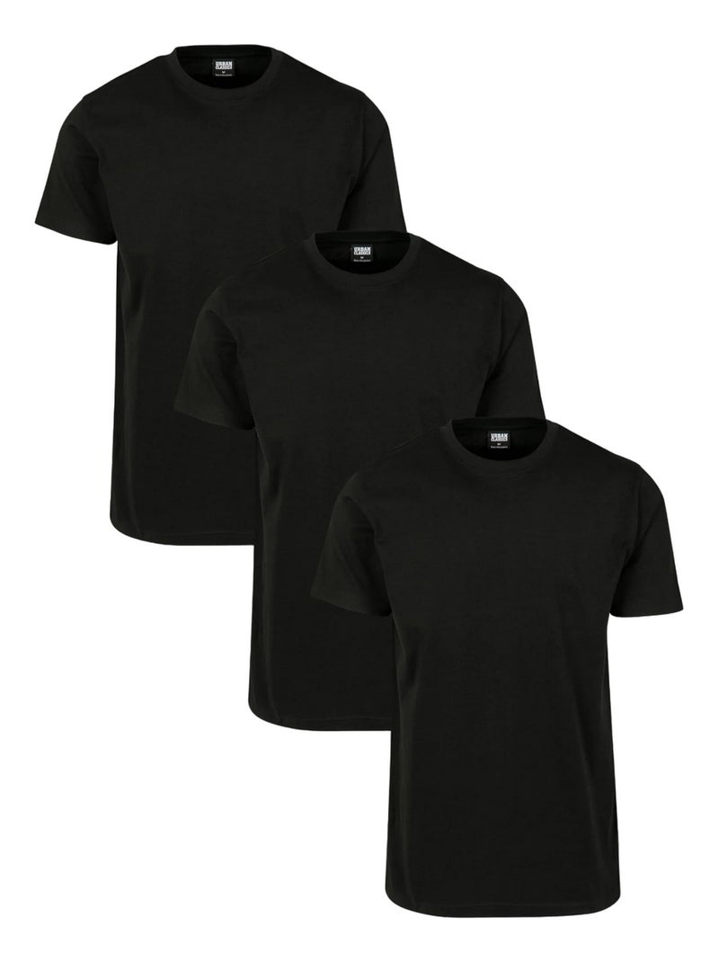 Urban Classics - Camiseta Basic para Hombre - Pack de 3 Negro - Kiabi