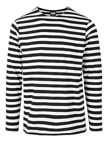 Urban Classics - Camiseta de Rayas de Manga Larga para Hombre