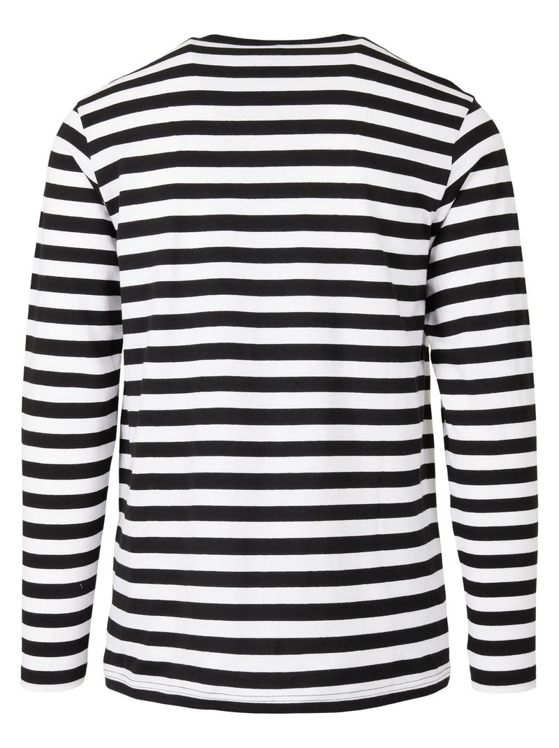 Urban Classics - Camiseta de Rayas de Manga Larga para Hombre Blanco Negro - Kiabi