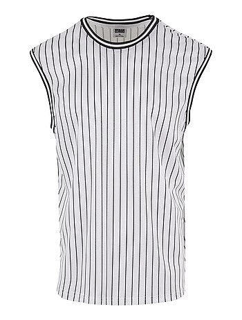 Urban Classics - Camiseta Sin Mangas de Rayas de Malla para Hombre