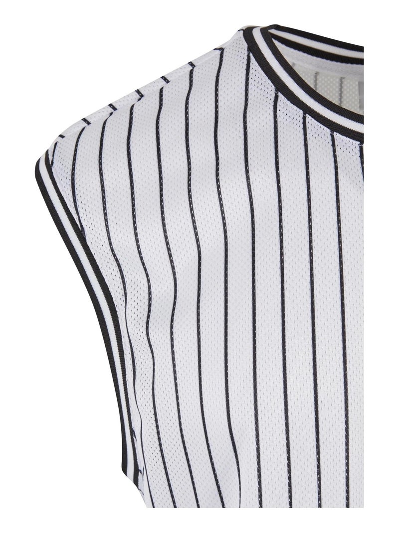 Urban Classics - Camiseta Sin Mangas de Rayas de Malla para Hombre Blanco Negro - Kiabi