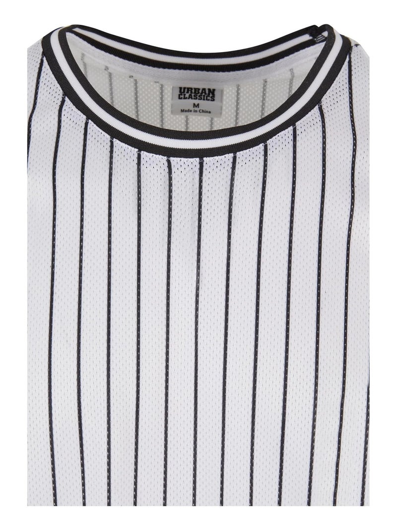 Urban Classics - Camiseta Sin Mangas de Rayas de Malla para Hombre Blanco Negro - Kiabi