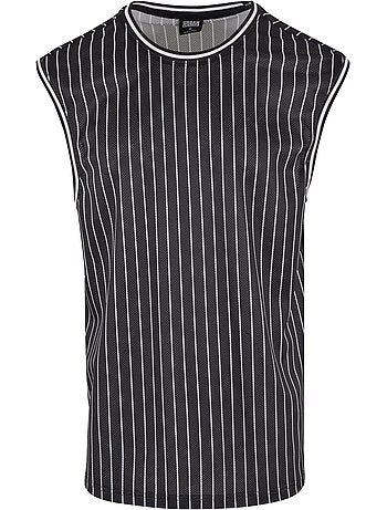 Urban Classics - Camiseta Sin Mangas de Rayas de Malla para Hombre