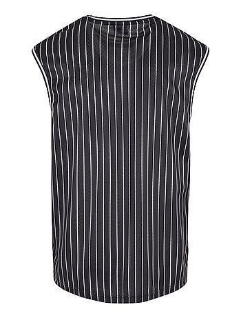 Urban Classics - Camiseta Sin Mangas de Rayas de Malla para Hombre