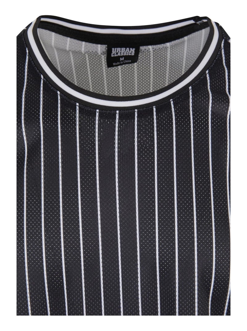 Urban Classics - Camiseta Sin Mangas de Rayas de Malla para Hombre Negro Blanco - Kiabi